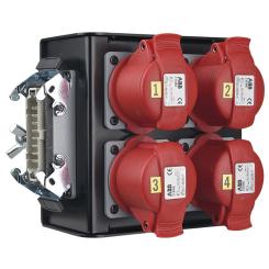 Showtec Breakout-Box 4x CEE 4-polig 16A rot (für Motorkettenzug) 