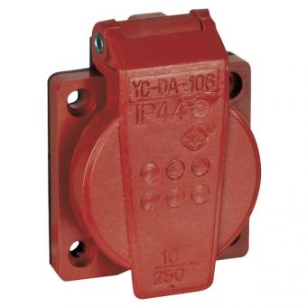 Klappdeckel-Einbausteckdose VDE IP44, rot 