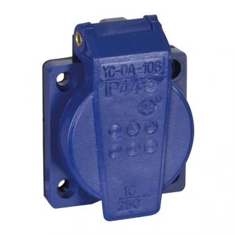 Klappdeckel-Einbausteckdose VDE IP44, blau 