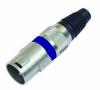XLR-Stecker kurz,blau,3-polig,Metall 